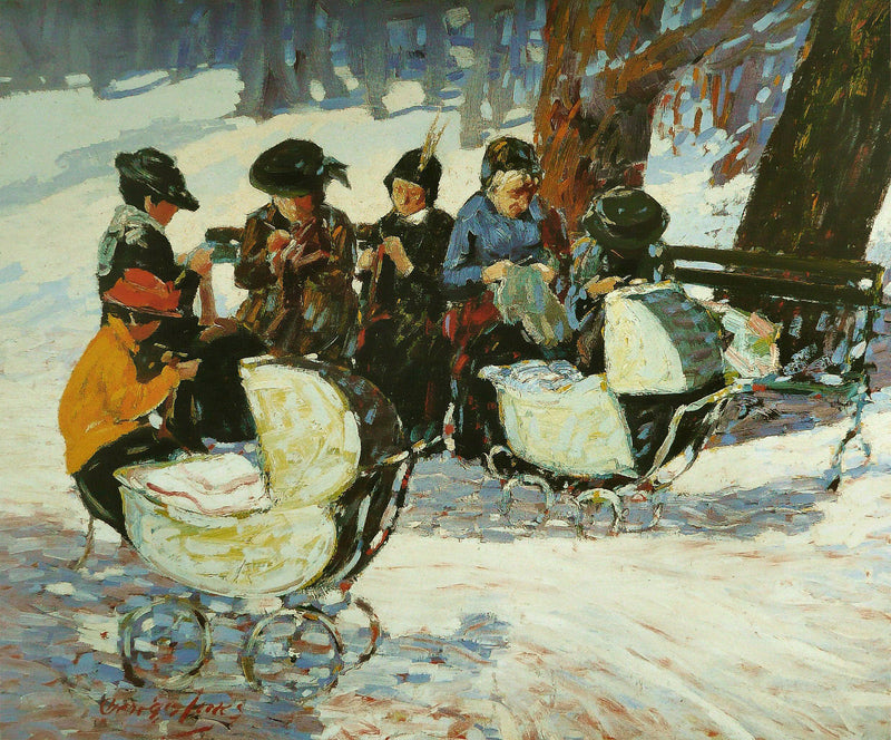 Knitting for the Soldiers, High Bridge Park by George Luks — Oil Painting Reproduction