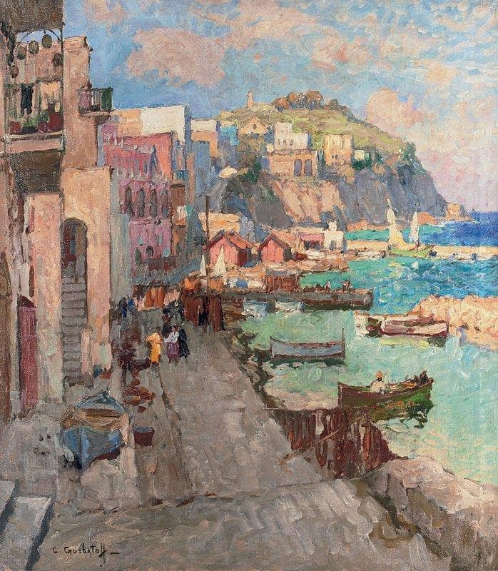 Fishing Village, Capri by Konstantin Gorbatov — Oil Painting Reproduction