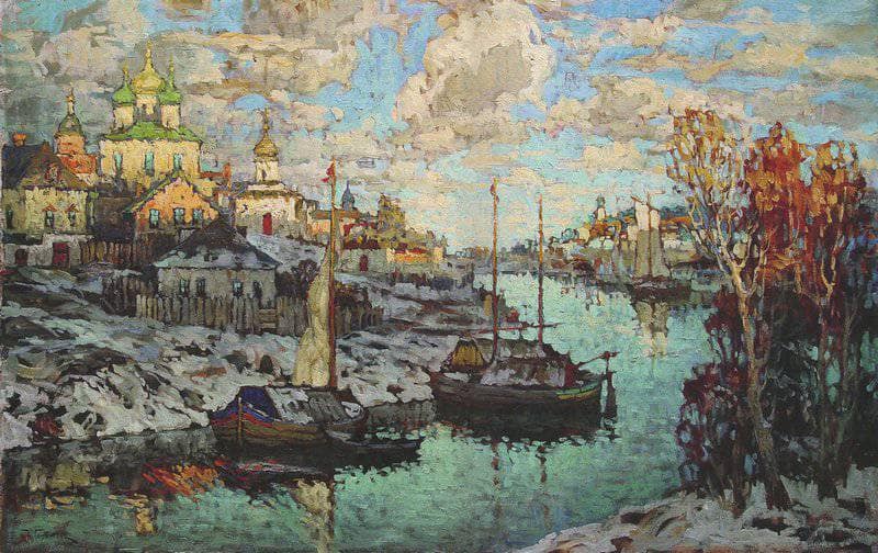 Old Town by Konstantin Gorbatov — Oil Painting Reproduction