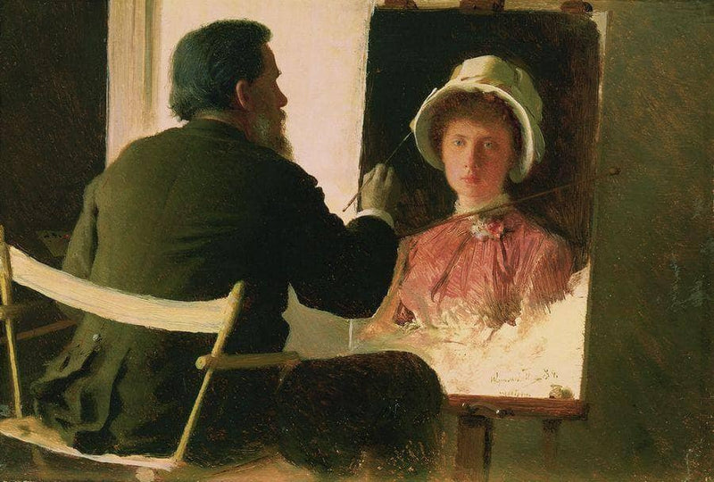 Kramsky, who writes a portrait of his daughter, Sofia Ivanovna Archaeology from marriage Juncker by Ivan Kramskoy — Oil Painting Reproduction