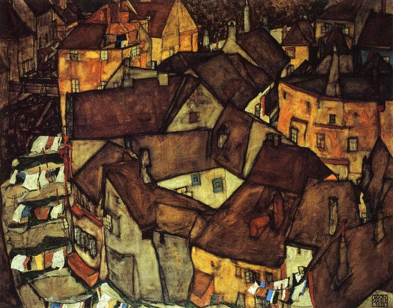 Krumau Town Crescent I by Egon Schiele — Oil Painting Reproduction