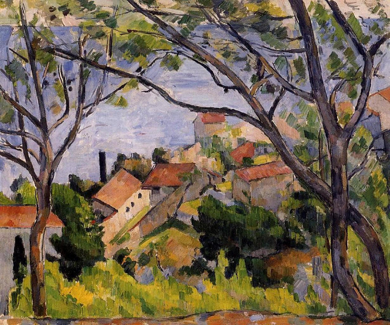 L'Estaque. View through the Trees by Paul Cezanne — Oil Painting Reproduction