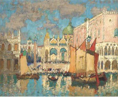 La Piazzetta San Marco Vue De La Lagune by Konstantin Gorbatov — Oil Painting Reproduction