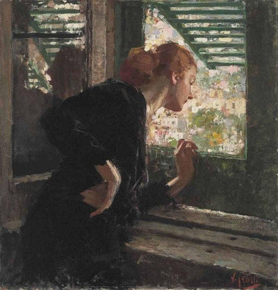 Lady at a Window in apartment