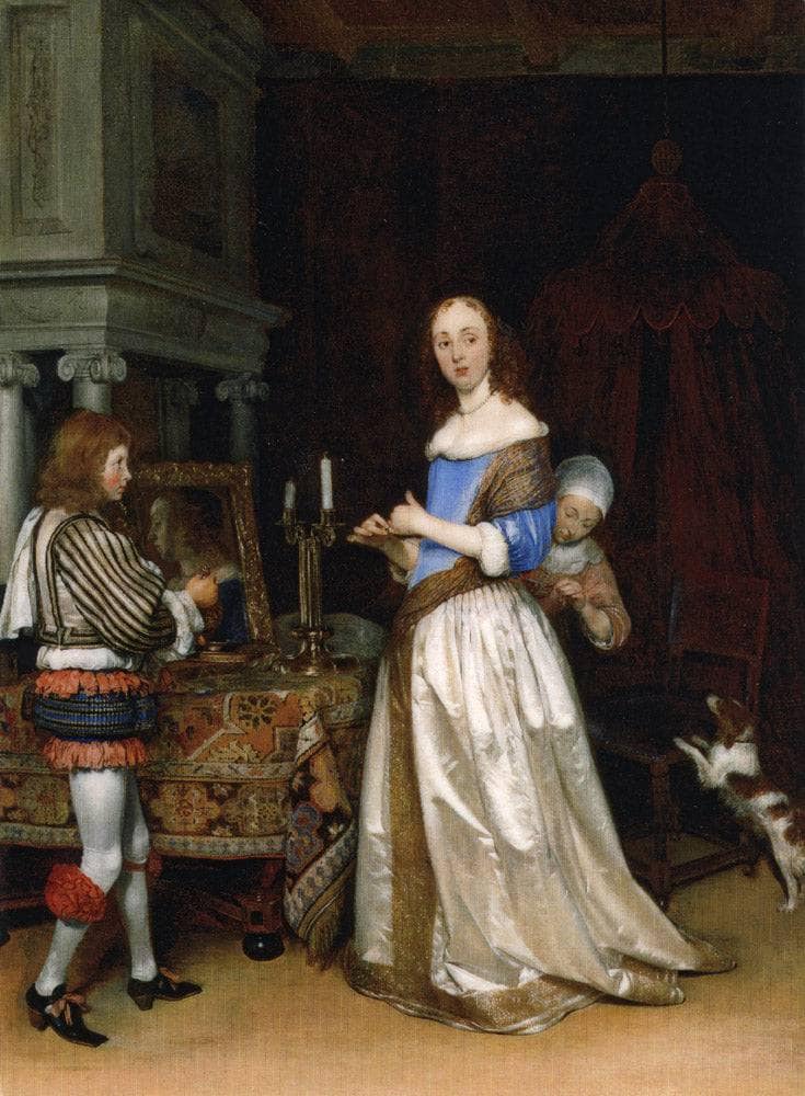 Lady at her Toilette by Gerard Terborch — Oil Painting Reproduction