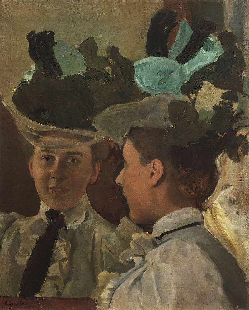 Lady at the Mirror by Konstantin Somov — Oil Painting Reproduction