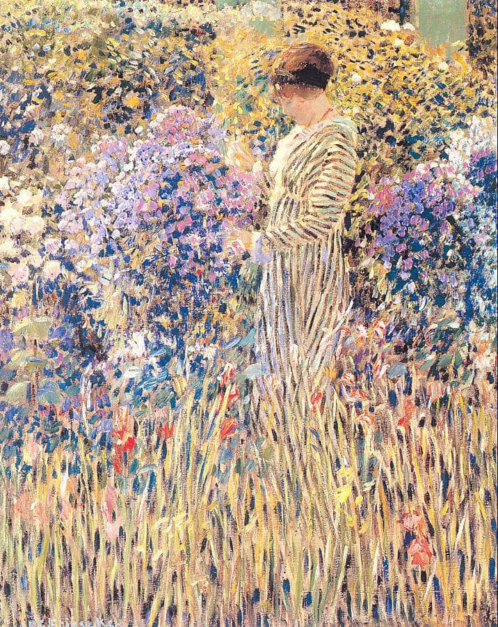 Lady in a Garden by Frederick Carl Frieseke — Oil Painting Reproduction