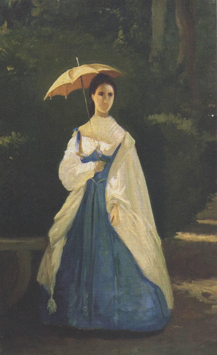 Lady in the garden by Vito d'Ancona — Oil Painting Reproduction