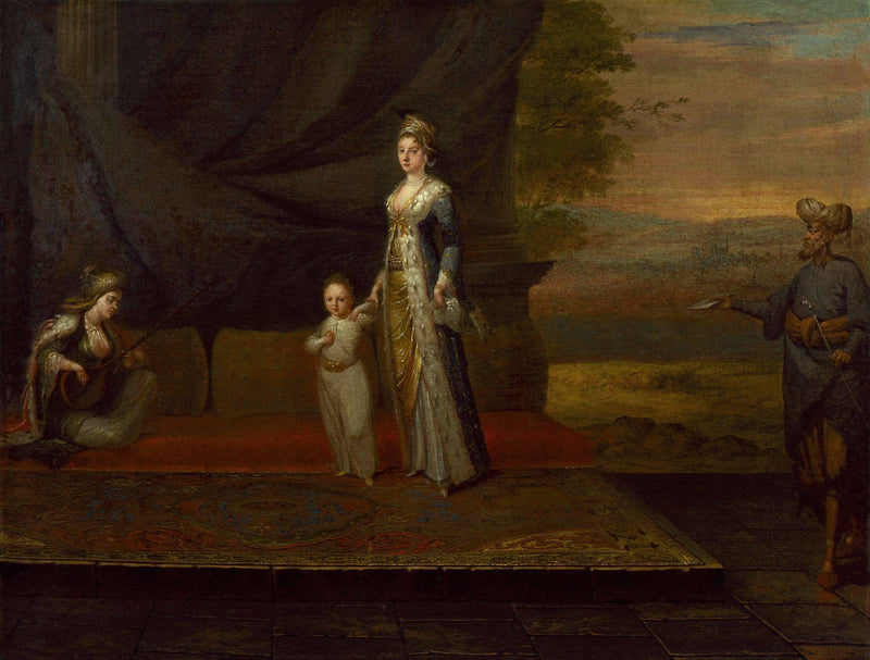 Lady Mary Wortley Montagu with Her Son, Edward Wortley Montagu, and Attendants by Jean Baptiste Vanmour — Oil Painting Reproduction