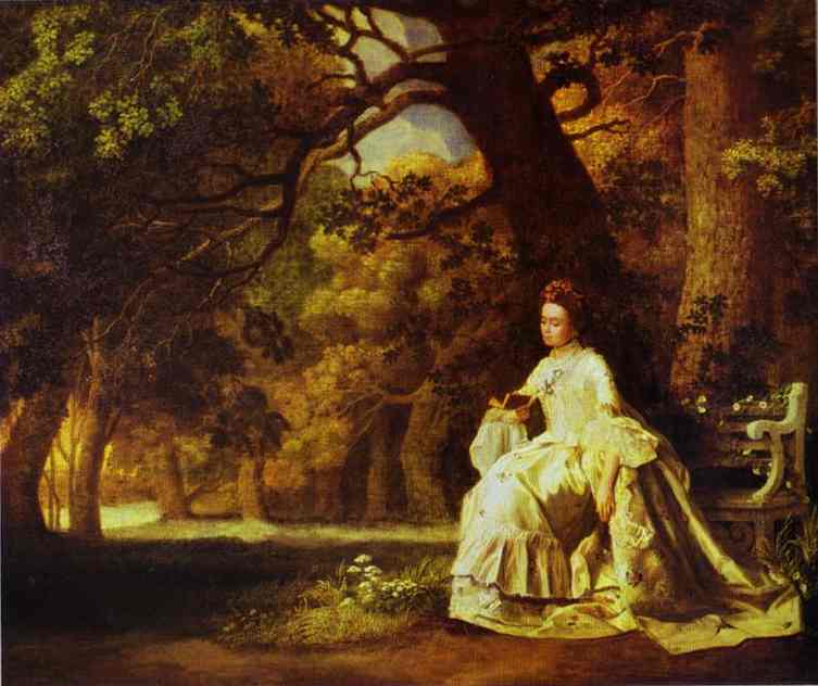 Lady Reading in a Wooded Park by George Stubbs — Oil Painting Reproduction