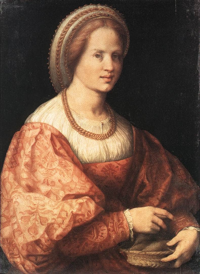 Lady with a Basket of Spindles by Jacopo Pontormo — Oil Painting Reproduction