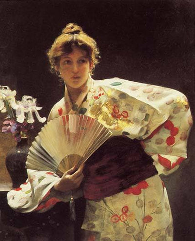 Lady with a Fan in hallway