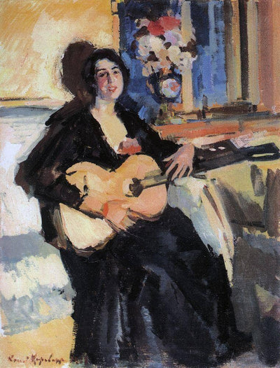 Lady with a Guitar in home office
