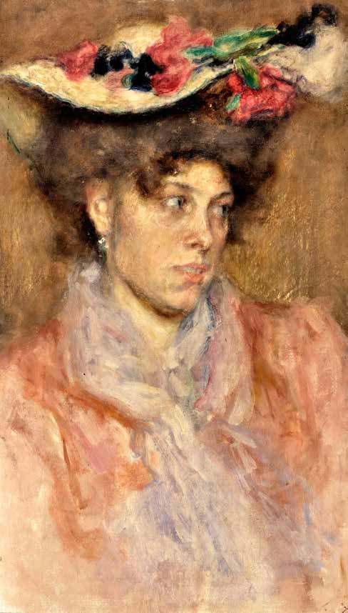 Lady with hat by Umberto Veruda — Oil Painting Reproduction