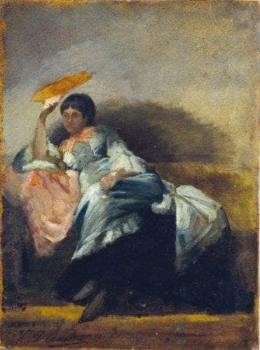 Lady with the fan by Vito d'Ancona — Oil Painting Reproduction
