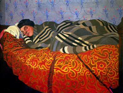 Laid down woman, sleeping in bedroom