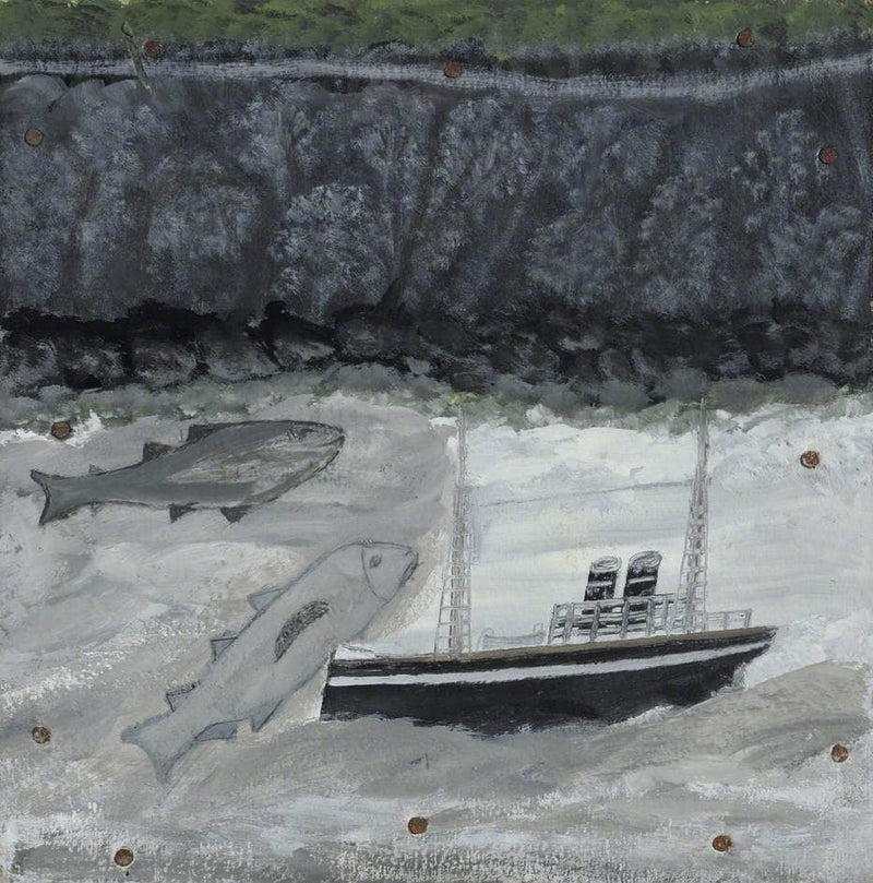 Land, Fish and Motor Vessel by Alfred Wallis — Oil Painting Reproduction