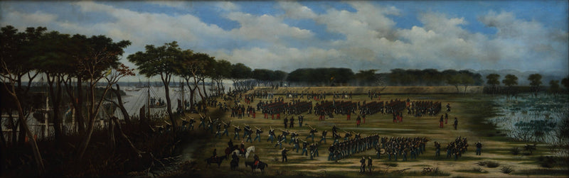 Landing of the Argentine Army in Front of the Trenches of Curuzu by Cándido López, Oil Painting Reproduction