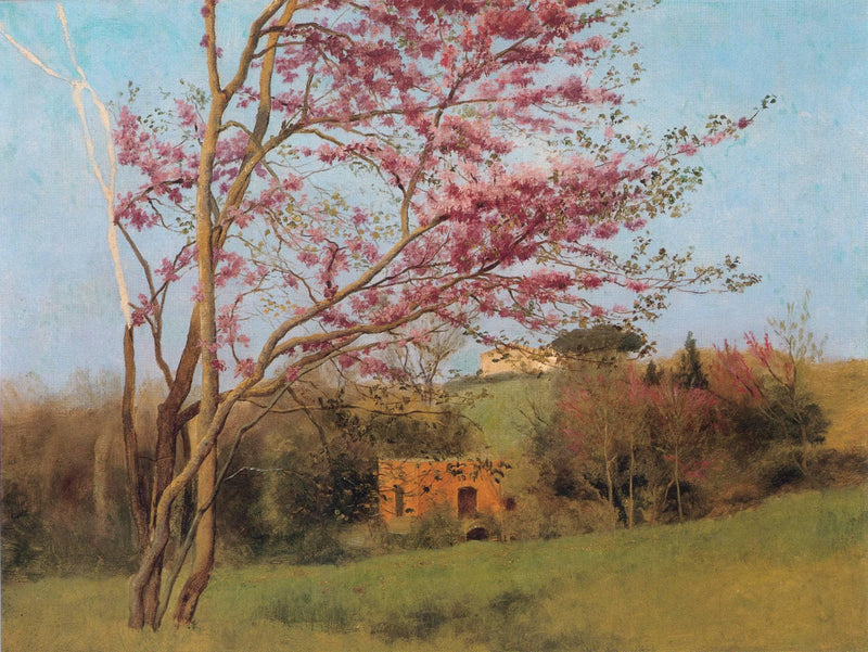 Landscape: Blossoming Red Almond (study) by John William Godward — Oil Painting Reproduction