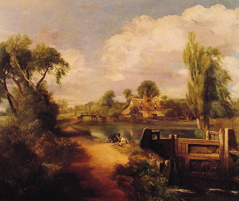 Landscape: Boys Fishing by John Constable — Oil Painting Reproduction
