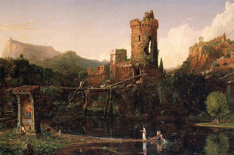 Landscape Composition Italian Scenery by Camille Corot — Oil Painting Reproduction