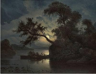 Landscape in moonlight by Knud Baade — Oil Painting Reproduction