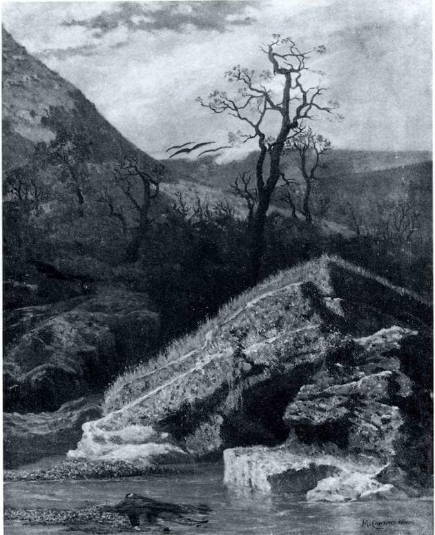 Landscape on mount Cucco by Michele Cammarano — Oil Painting Reproduction