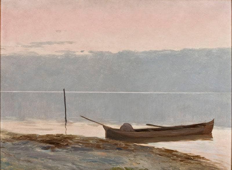 Landscape with a Canoe in the Border by Alfredo Andersen — Oil Painting Reproduction
