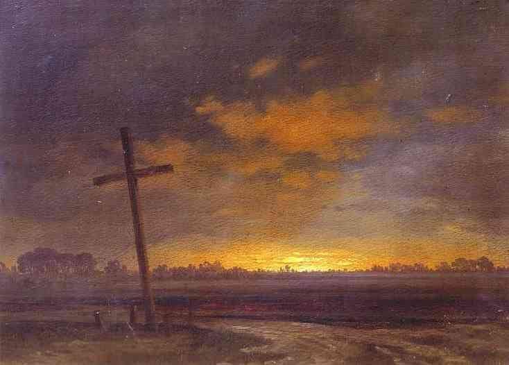 Landscape with a Cross. Lithuania by Maxim Vorobiev — Oil Painting Reproduction