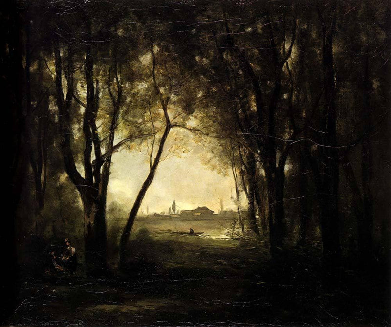 Landscape with a Lake by Camille Corot — Oil Painting Reproduction