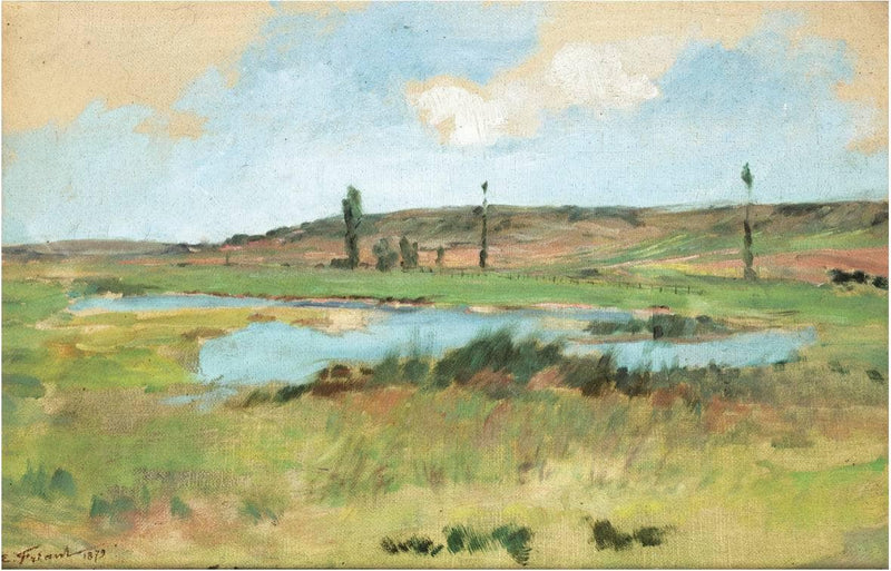 Landscape with a pond by Émile Friant — Oil Painting Reproduction