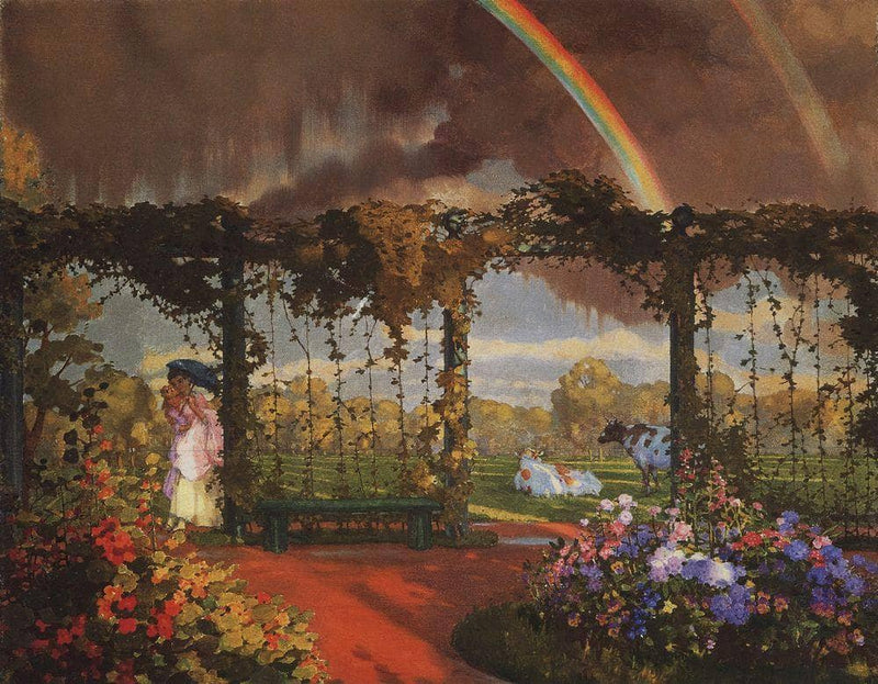 Landscape with a Rainbow by Konstantin Somov — Oil Painting Reproduction