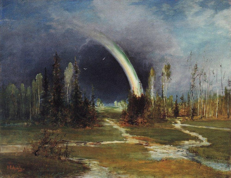 Landscape with a Rainbow by Aleksey Savrasov — Oil Painting Reproduction
