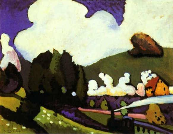 Landscape with a steam locomotive by Wassily Kandinsky — Oil Painting Reproduction