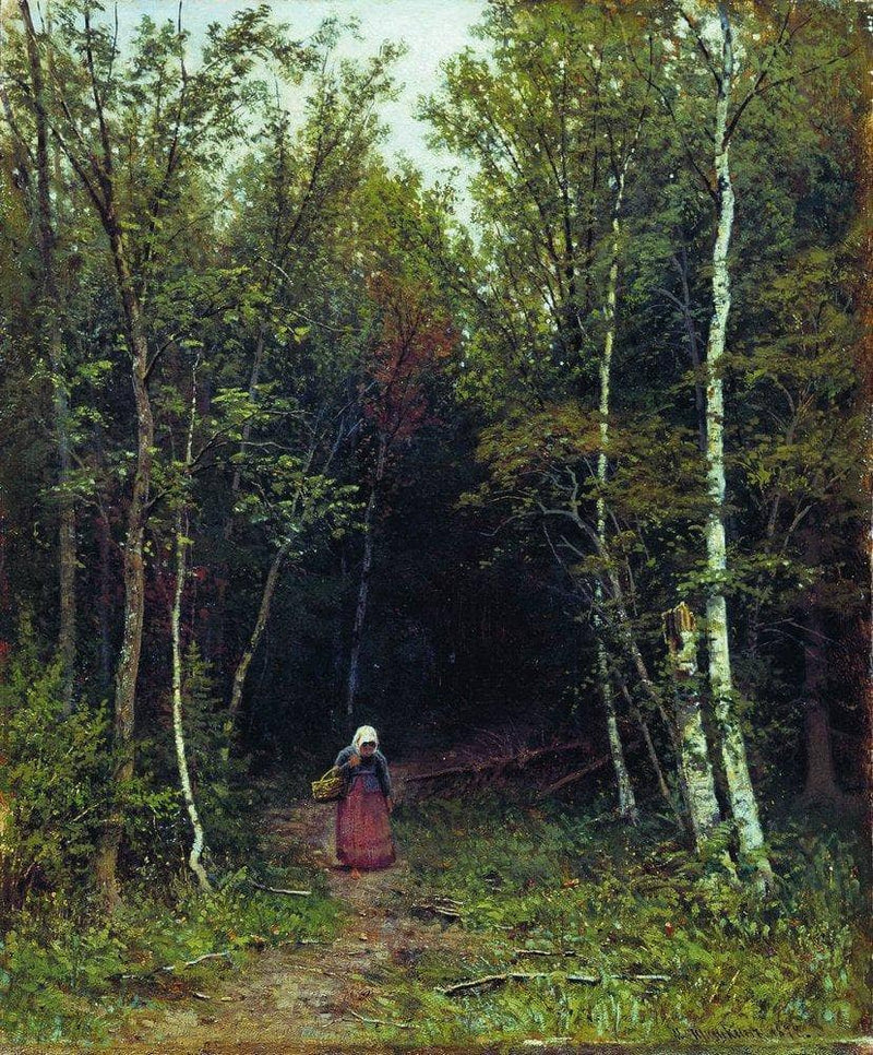 Landscape with a Woman by Ivan Shishkin — Oil Painting Reproduction
