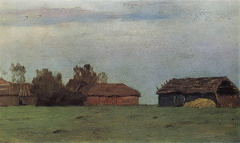 Landscape with buildings by Isaac Levitan — Oil Painting Reproduction
