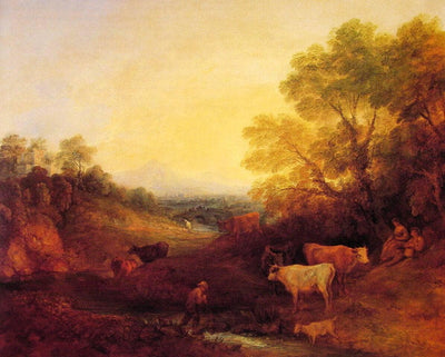 Landscape with Cattle in modern living room