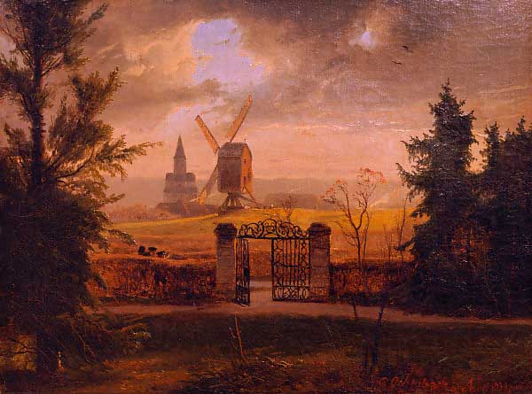 Landscape With Church Of Schwarzrheindorf by Andreas Achenbach — Oil Painting Reproduction