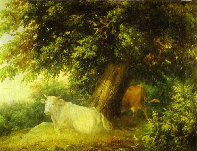Landscape with Cows by Mikhail Lebedev — Oil Painting Reproduction