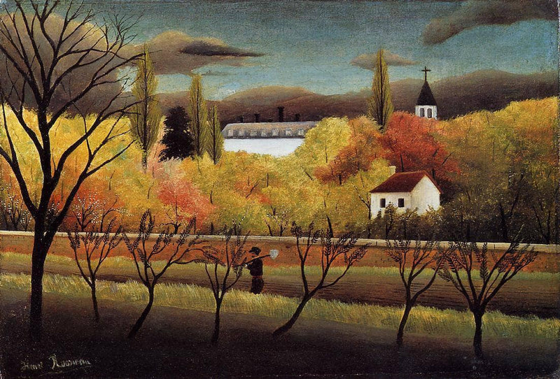 Landscape with Farmer by Henri Rousseau — Oil Painting Reproduction