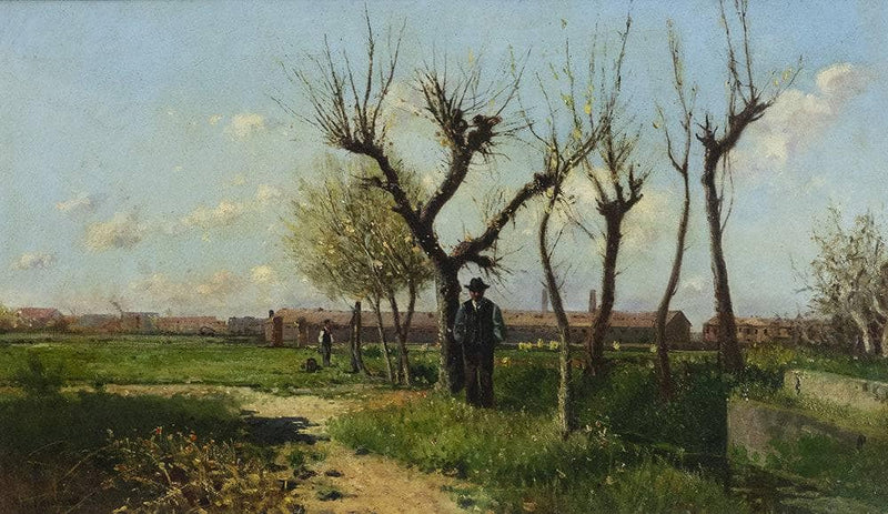 Landscape with figures by Michele Cammarano — Oil Painting Reproduction