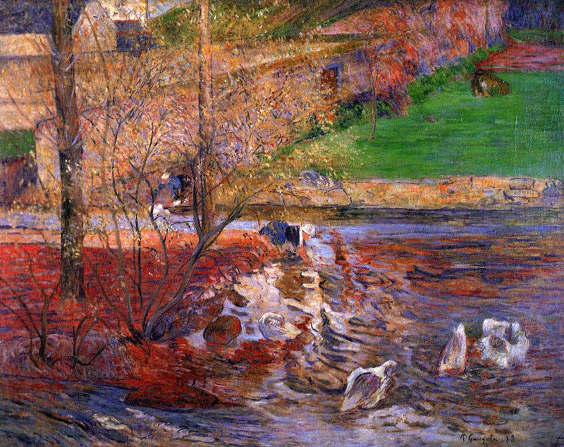 Landscape with geese by Paul Gauguin — Oil Painting Reproduction