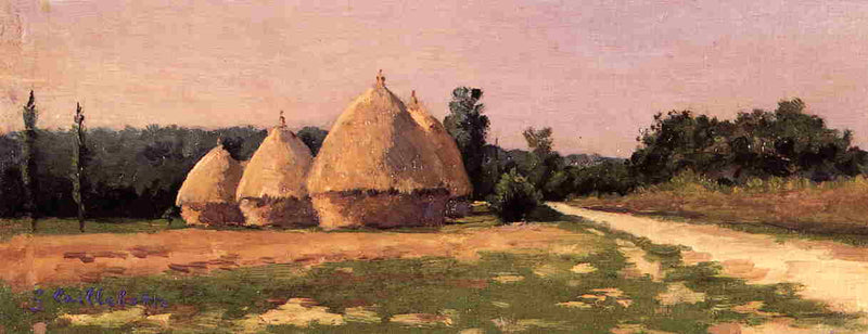 Landscape with Haystacks by Gustave Caillebotte, Oil Painting Reproduction