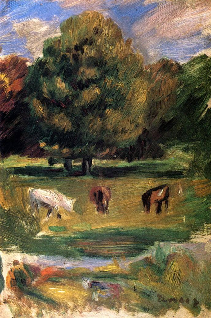 Landscape with Horses by Pierre-Auguste Renoir — Oil Painting Reproduction