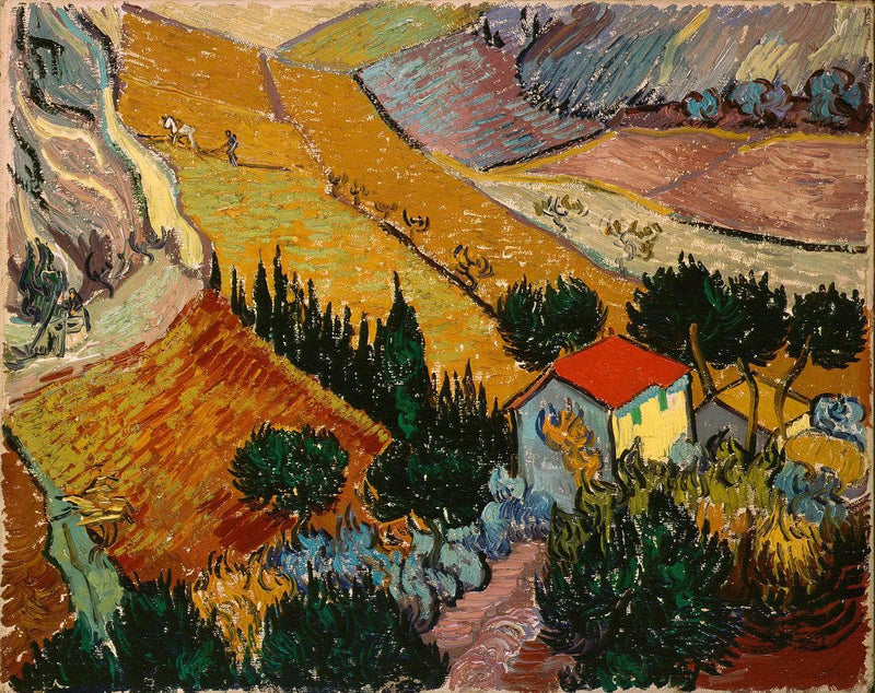 Landscape with House and Ploughman by Vincent van Gogh — Oil Painting Reproduction
