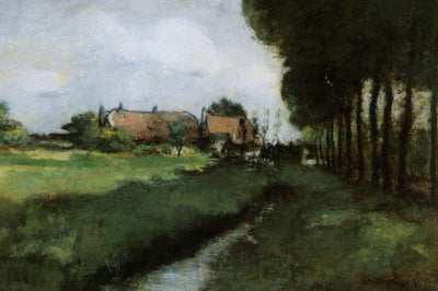 Landscape With Houses and Stream in study