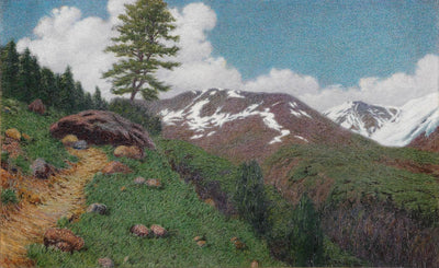Landscape with larches in kitchen