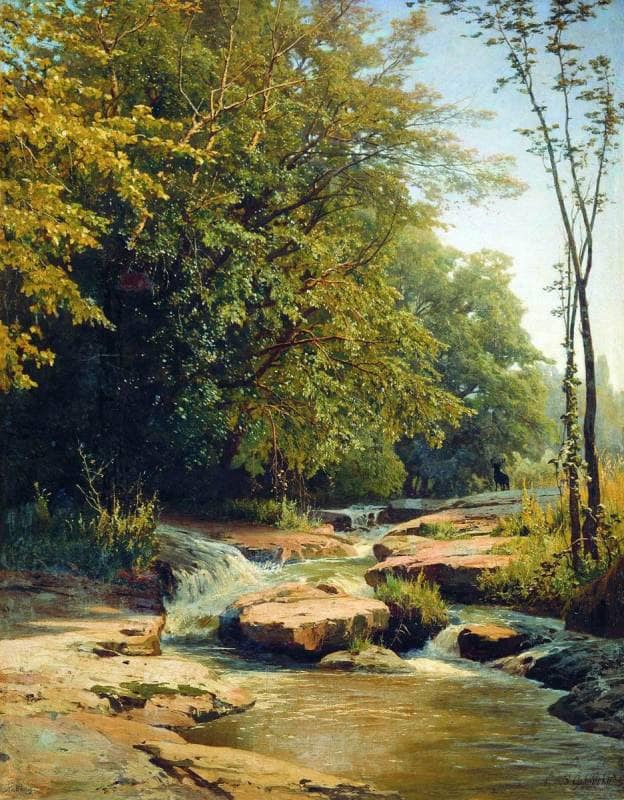Landscape with mountain creek by Volodymyr Orlovsky — Oil Painting Reproduction