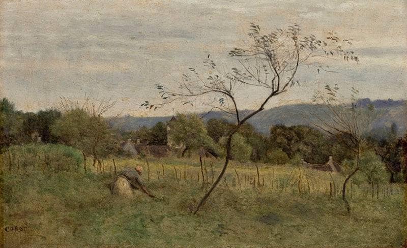 Landscape with Peasant Girl by Camille Corot — Oil Painting Reproduction