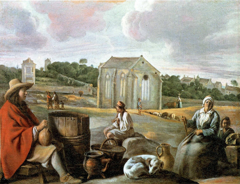 Landscape with Peasants and a Chapel by Le Nain brothers — Oil Painting Reproduction